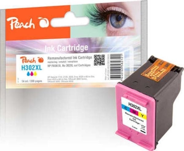 Peach - 14 ml - farge (cyan, magenta, gul) - kompatibel - gjenfabrikert - blekkpatron (alternativ for: HP 302XL) - for HP Deskjet 1110, 21XX, 36XX;...