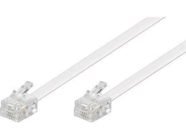 MicroConnect - Telefonkabel - RJ-11 (hann) til RJ-11 (hann) - 15 m - flat - hvit