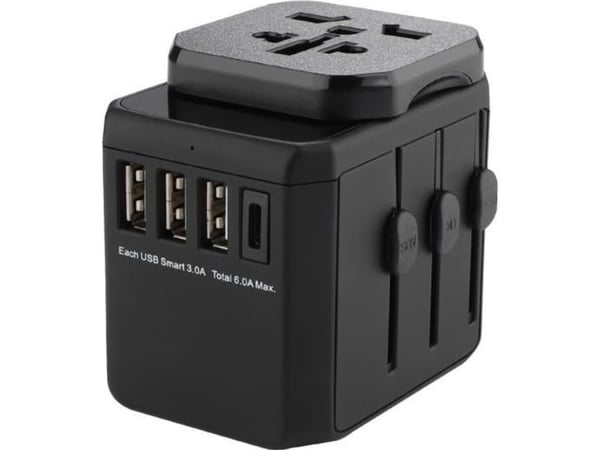 Microconnect MC-TRAVELADAPTER3, Musta, 182 g, 1 kpl, 191 g