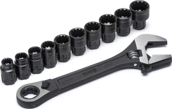 SATA SATA SATA 8" SÄÄDETTÄVÄ JAKOAVAIN RÄIKKÄ + 10 METRISTÄ/ TUUMAN HYLSYÄ