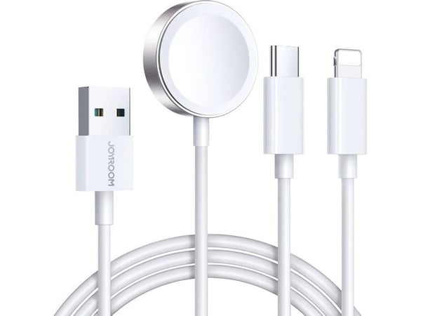 Joyroom USB-kabel Joyroom 3-i-1-kabel S-IW008 USB-A / magnetisk lader, USB-C, Lightning 1,2m hvit
