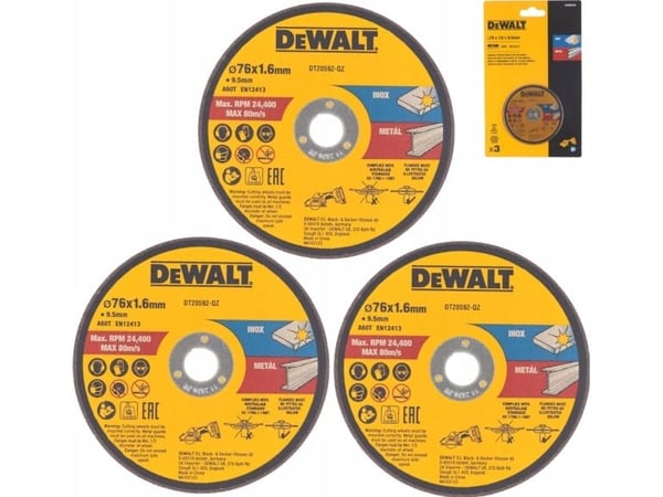 DeWALT DT20592-QZ, Leikkuukiekko, Metalli, Ruostumaton teräs, DeWALT, 9,5 mm, 7,6 cm, 1,6 mm