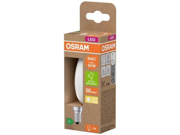 OSRAM HOMELIGHTING 4099854255717 LED-lampe, E14, 3,8 W = 60 W, varm hvit, Ø 35 x 35 mm, 1 stk (energiklasse A)