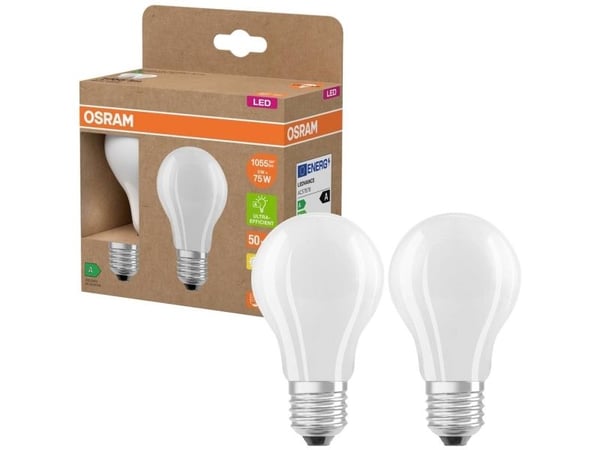 OSRAM HOMELIGHTING 4099854253560 LED (RGB)-lamp EEK A (A - G) E27 Pæreform 5 W = 75 W Varmhvid (Ø x H) 60 mm x 60 mm 2 stk