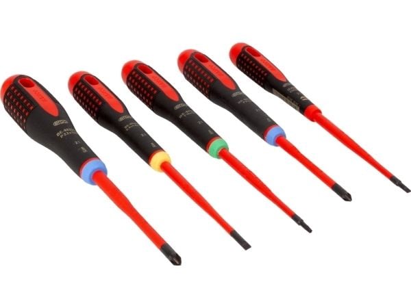 BAHCO Ergo 1000V ruuvimeisselisarja, jossa 5 osaa.LK, PZ ja Torx 10