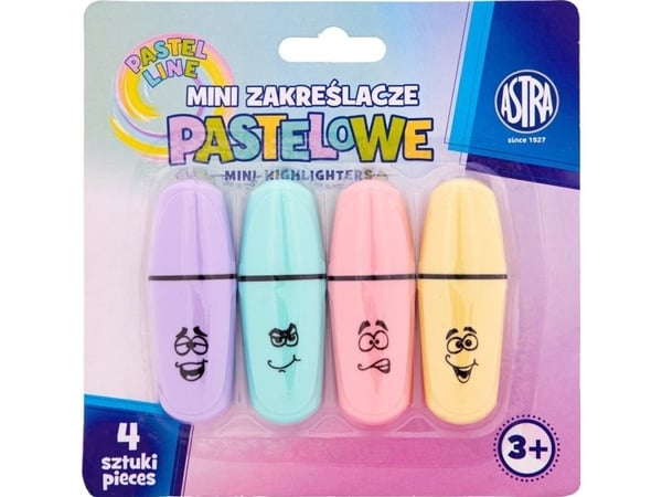 Astra mini markeringspenner pastell 4 stk. blister