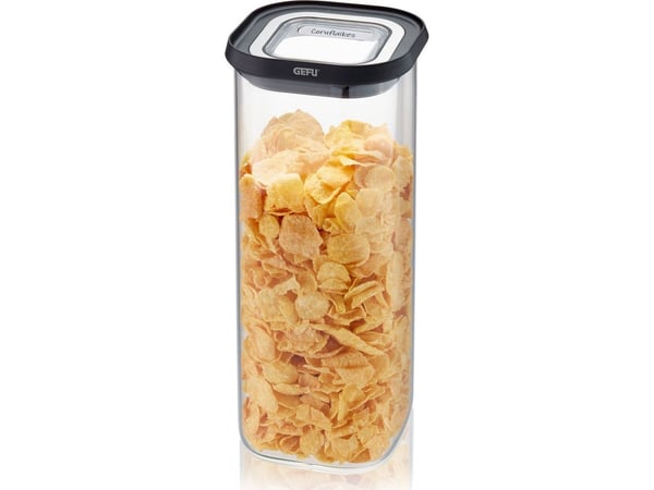 GEFU PANTRY, Säilö, Suorakulmainen, 1,9 L, musta, Läpinäkyvä, Borosilikaattilasi, Muovi, Silikoni, Ruostumaton teräs, 110 mm