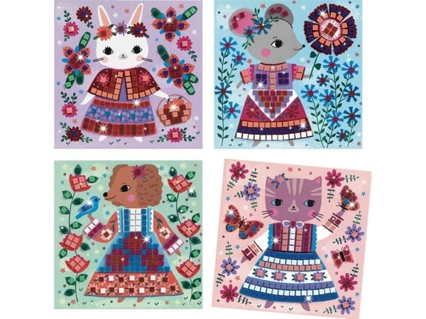 Djeco Mosaikkklippebok med glitter Vakre dyr Djeco