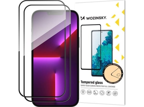 Wozinsky 2 stk Fullskjerm herdet glass med ramme Veske Friendly Wozinsky Full Glue iPhone 15 Pro Max - sort