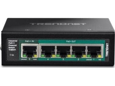 TRENDnet TRENDnet TI-B541 5-porttinen DIN-kiskokytkin, PoE++-virransyöttö PoE Pass-Through -toiminnolla