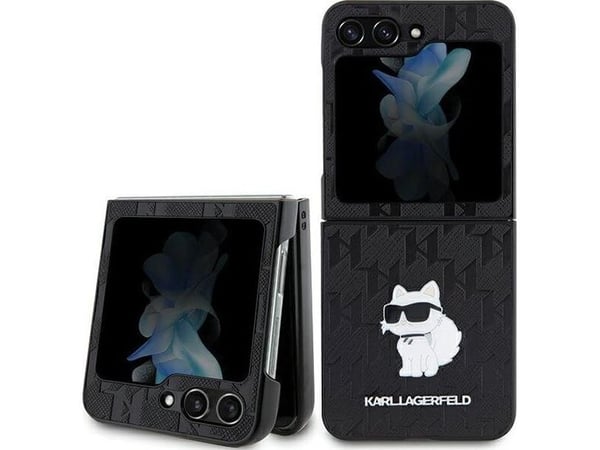 Karl Lagerfeld KLHCZF5SAPCHNPK Z Flip5 F731 kovakotelo musta/musta Saffiano Monogrammi Choupette Pin Karl Lagerfeld KLHCZF5SAPCHNPK Z Flip5 F731 kovakotelo musta/musta Saffiano Monogrammi Choupette Pin