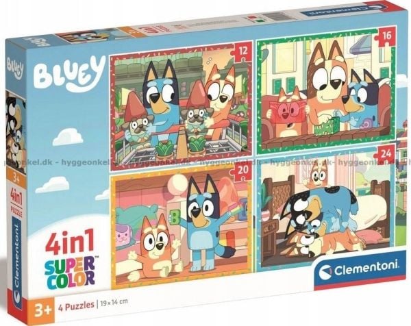 Clementoni Puslespil 4-i-1 Bluey, (12+16+20+24) brikker