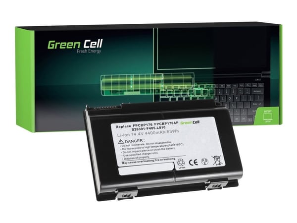 Green Cell - Akut ja paristot tietokoneen käyttöön (saatavana: Fujitsu FPCBP176) - Litiumion - 8 kennoa - 4400 mAh - lajitelma - Fujitsu LIFEBOOK A...