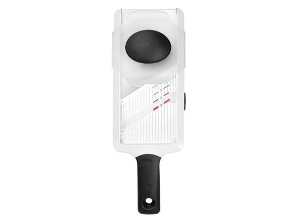OXO håndholdt mandolinskjærer, instruksjoner, svart, hvit, 127 mm, 95,2 mm, 292,1 mm, 249,4 g