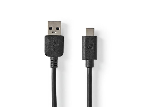 Nedis - USB-kabel - USB-C (hann) til USB-type A (hann) - USB 3.1 - 20 V - 5 A - 2 m - rund, USB Power Delivery (5 A, 100 W) - svart