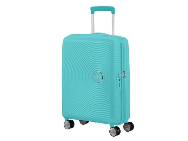 American Tourister Sounbox Spinner Expandable (4 wheels) 55cm, Vagn, Hårt skal, Blå, Poolside Blue, Liten, Polypropylen (PP)