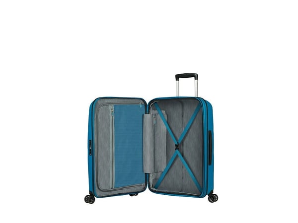 American Tourister BON AIR DLX, Tralle, Hard overflate, Blå, Seaport Blue, Medium, Polypropylen (PP)