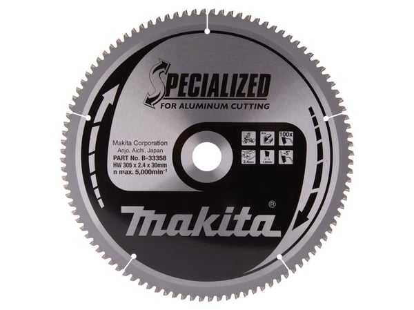 Makita B-09684 T.C.T. sag 305X2,4X30mm -5° T100 SPESIALISERT for skjæring av aluminium