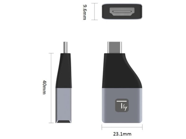Techly IADAP USBC-HDMI4K, USB Type-C, HDMI-utgang, 4096 x 2160 piksler