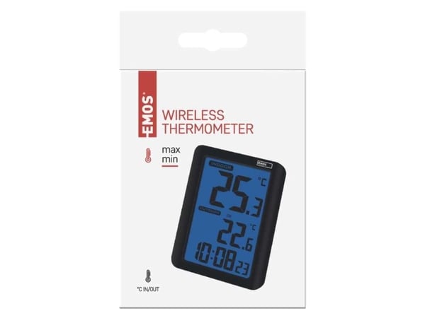 Emos E8636, Elektronisk miljøtermometer, Innendørs, F, °C, -30 - 60 °C, Digitalt, Svart
