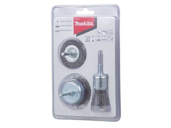 Makita - Wire brush set - for stål, maling, rust, coating - 3 deler - rett