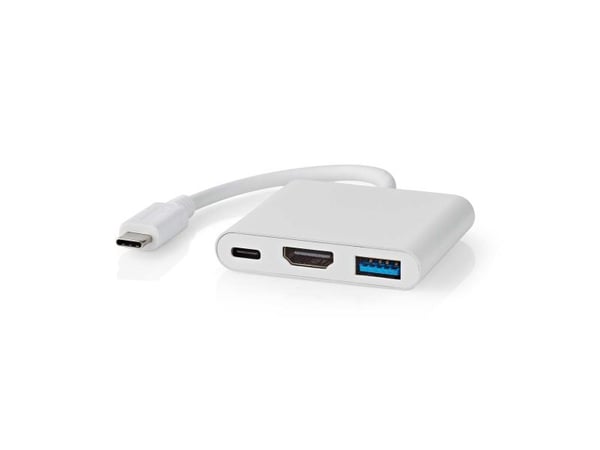 Nedis USB-multiportadapter USB 3.2 Gen 1 - USB-C™-hane, HDMI™-utgång, USB-A-hona, USB-C™-hona, 5 Gbps, vit