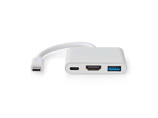 Nedis CCGB64770WT01, Koblet med ledninger (ikke trådløs), USB Type-C, 7,5 W, Hvit, 30 Hz, HDMI, USB 3.2 Gen 1 (3.1 Gen 1) Type-A, USB 3.2 Gen 1 (3....