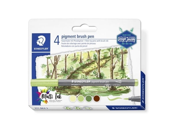 Staedtler pigment brush pen 371, Gul, 1 styck