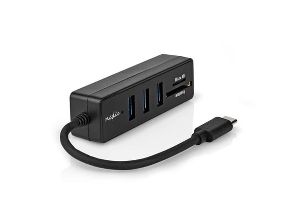 Nedis CCGB64250BK01, trådbunden, USB Type-C, svart, MicroSD (TransFlash), SD, 5 Gbit/s, DC