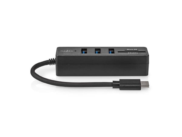 Nedis CCGB64250BK01, Langallinen, USB Type-C, Musta, MicroSD (TransFlash), SD, 5 Gbit/s, DC