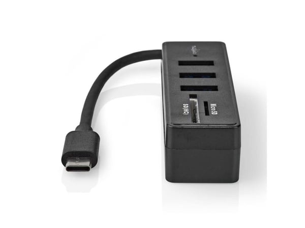 Nedis CCGB64250BK01, Langallinen, USB Type-C, Musta, MicroSD (TransFlash), SD, 5 Gbit/s, DC