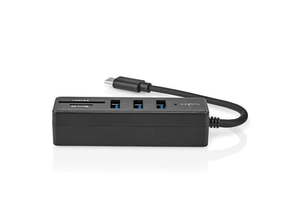 Nedis CCGB64250BK01, Langallinen, USB Type-C, Musta, MicroSD (TransFlash), SD, 5 Gbit/s, DC