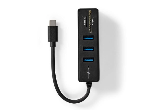 Nedis CCGB64250BK01, Langallinen, USB Type-C, Musta, MicroSD (TransFlash), SD, 5 Gbit/s, DC