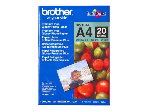 Brother Innobella Premium Plus BP71GA4 - Blank - A4 (210 x 297 mm) - 260 g/m² - 20 ark fotopapir - for Brother DCP-J1140, J1200, J1800, J4140, J926...