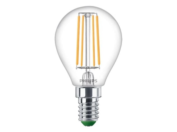 Philips LED - LED-filamentlyspære - form: P45 - klar finish - E14 - 2.3 W (ekvivalent 40 W) - klasse A - varmt hvitt lys - 2700 K
