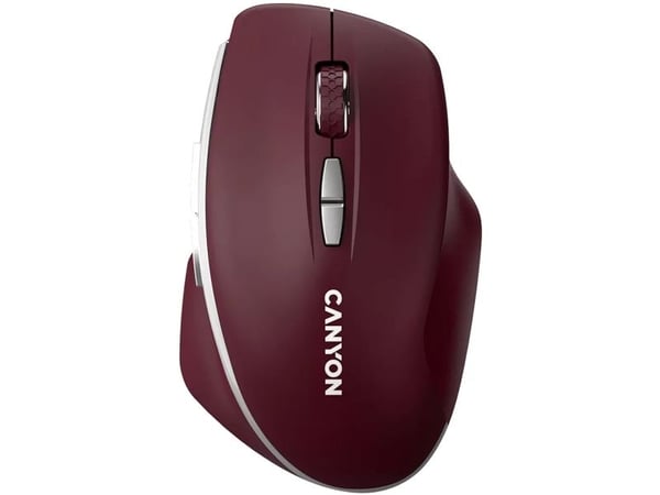 Canyon MW-21 - Mus - ergonomisk - with "Blue LED" sensor - høyrehendt - optisk - 7 knapper - trådløs - 2.4 GHz - USB trådløs mottaker - burgunderrød