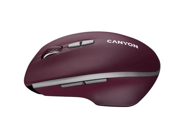 Canyon MW-21 - Mus - ergonomisk - with "Blue LED" sensor - høyrehendt - optisk - 7 knapper - trådløs - 2.4 GHz - USB trådløs mottaker - burgunderrød