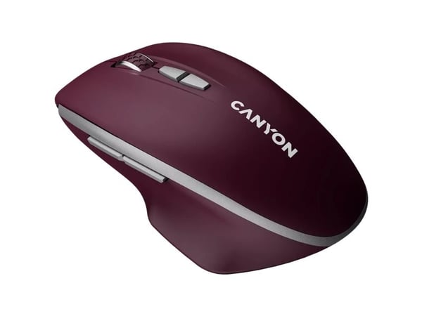 Canyon MW-21 - Mus - ergonomisk - with "Blue LED" sensor - høyrehendt - optisk - 7 knapper - trådløs - 2.4 GHz - USB trådløs mottaker - burgunderrød
