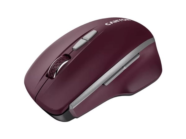 Canyon MW-21 - Mus - ergonomisk - with "Blue LED" sensor - høyrehendt - optisk - 7 knapper - trådløs - 2.4 GHz - USB trådløs mottaker - burgunderrød
