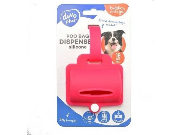 Duvo+ avfallsdispenser till hund rosa + påsar