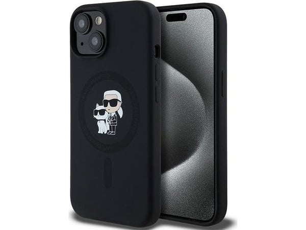 Etui Karl Lagerfeld Silikon Karl&Choupette MagSafe for iPhone 15 Plus / 14 Plus - sort Etui Karl Lagerfeld Silikon Karl&Choupette MagSafe for iPhone 15 Plus / 14 Plus - sort
