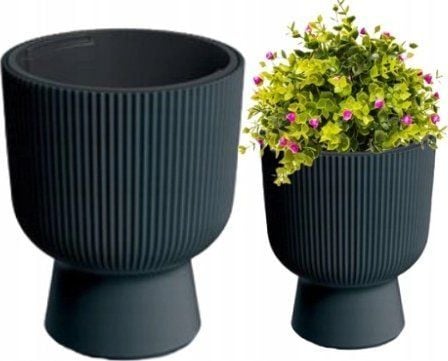 Prosperplast blomsterpotte i plast med innlegg antrasitt Milly 24x30 cm