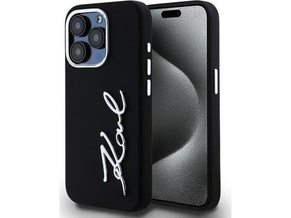 Karl Lagerfeld KLHCP15LSCMSMVK iPhone 15 Pro 6.1" czarny/black hardcase Silicone Metal Script Logo