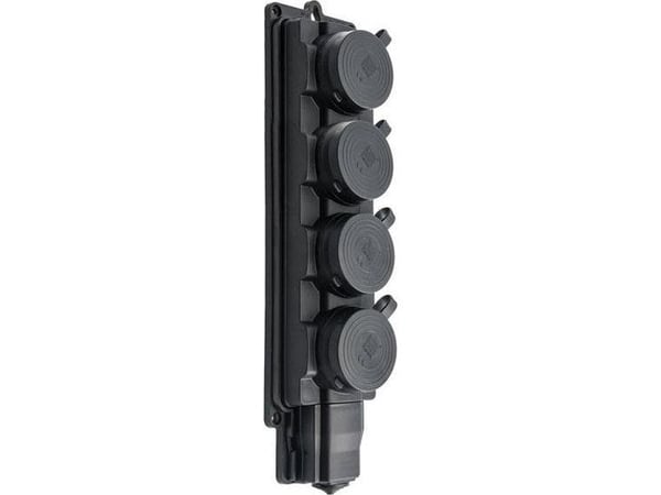 Pawbol 4Xsockets Rubber Strip. Black Ip44