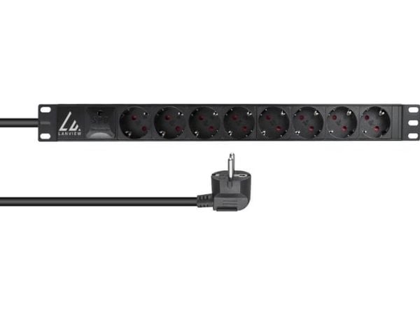 Lanview LVR-3MSCH-SPD-SCH8, Perus, 1U, Yksivaiheinen, Alumiini, musta, musta