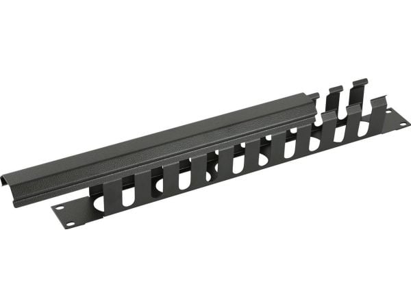 Lanview by Logon - Kabelhantering för rack - sliding cover - svart, RAL 9005 - 1U - 19"