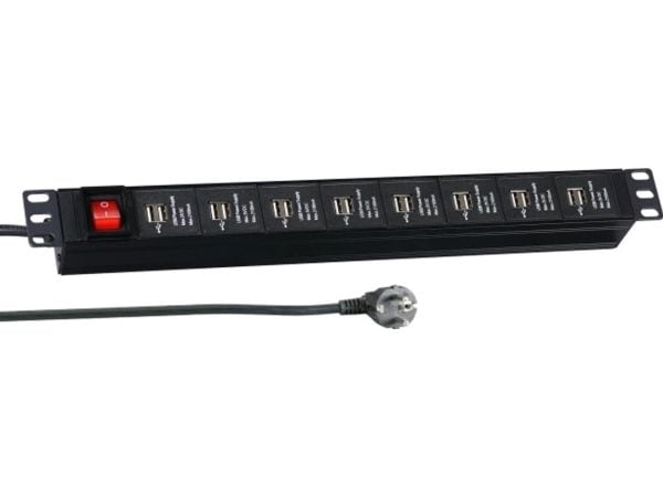 EFB Elektronik EK631USB.1, 3 m, Sisätila, IP20, Metalli, Musta, 44,5 mm
