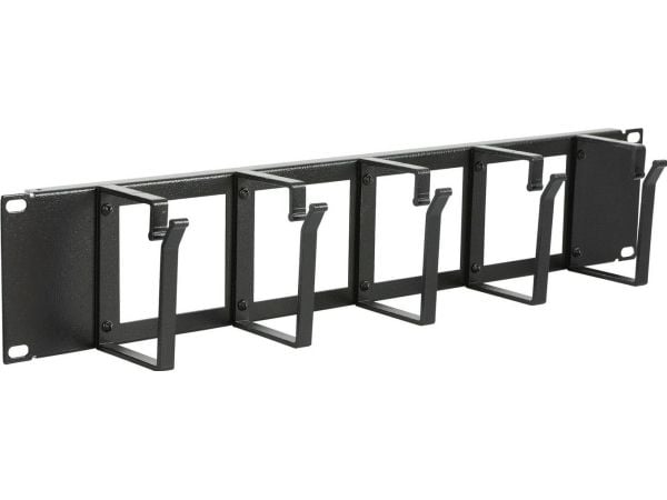 Lanview by Logon - Rackpanel för kabelhantering (horisontell / vertikal) - with cable entry holes - kan monteras i skåp - svart, RAL 9005 - 2U - 19"