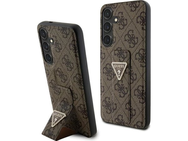 Guess GUHCS24SPGS4TDW S24 S921 mobildeksel Grip Stand 4G Triangle Strass brun