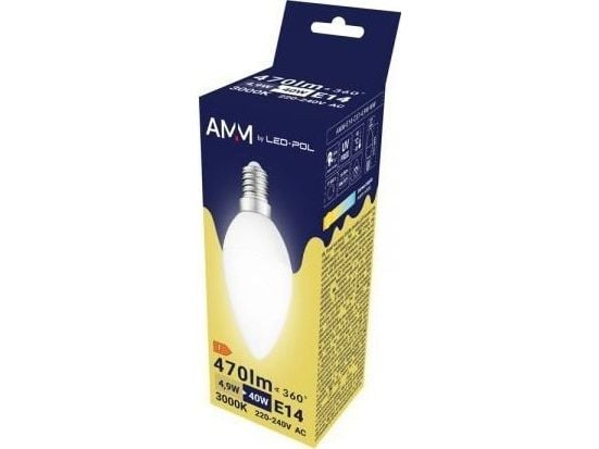 UN HEHKULAMPPU E14 LED SMD WW 4.9W KYNTTILÄ AMM (1 KPL)